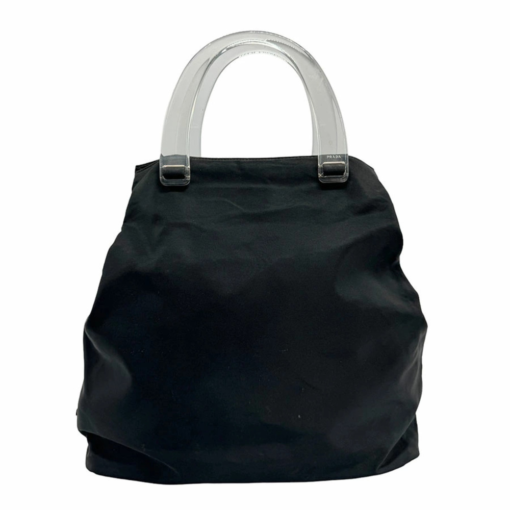 Prada Tessuto Top Handle Bag Black Clear handles